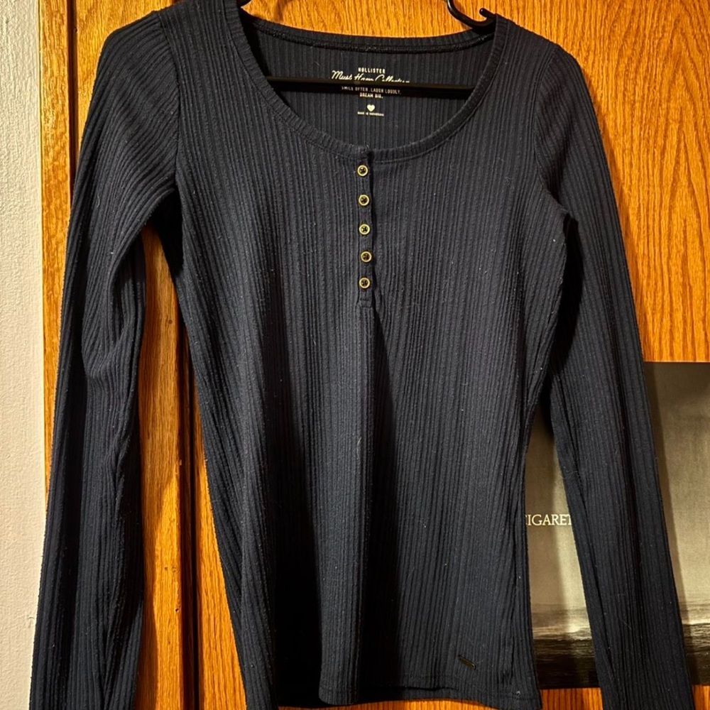 Black Long Sleeve Ribbed Top